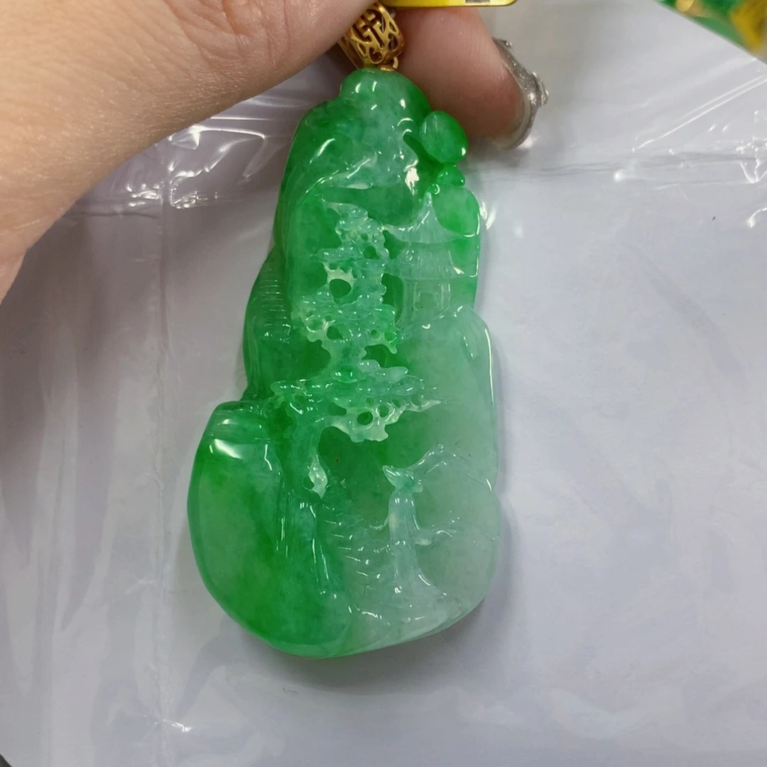 翡翠18K金镶嵌吊坠(不含链)