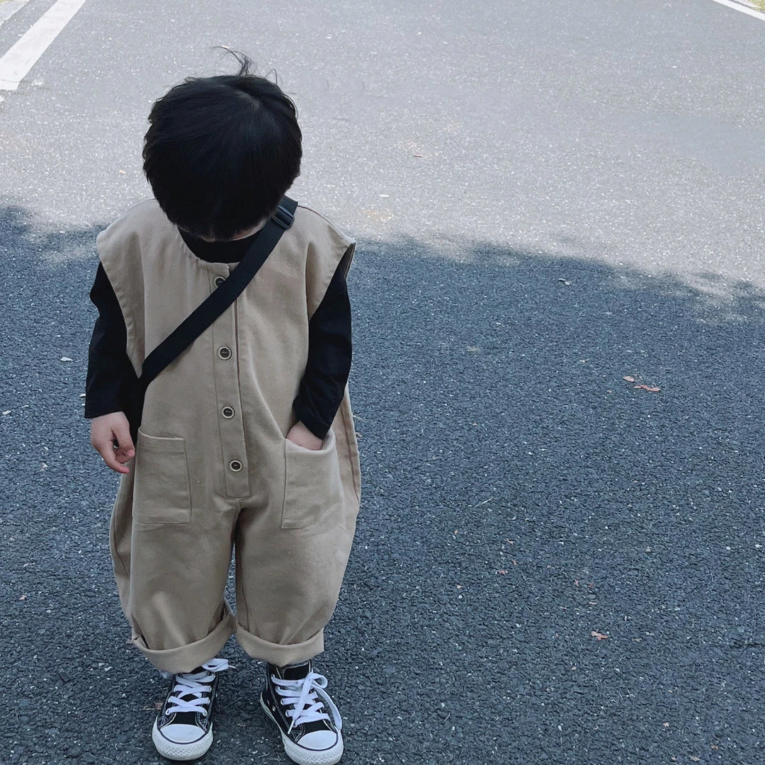 半背衣宝宝无袖连体裤儿童衣小童婴儿外出服牛仔工装裤男女装潮