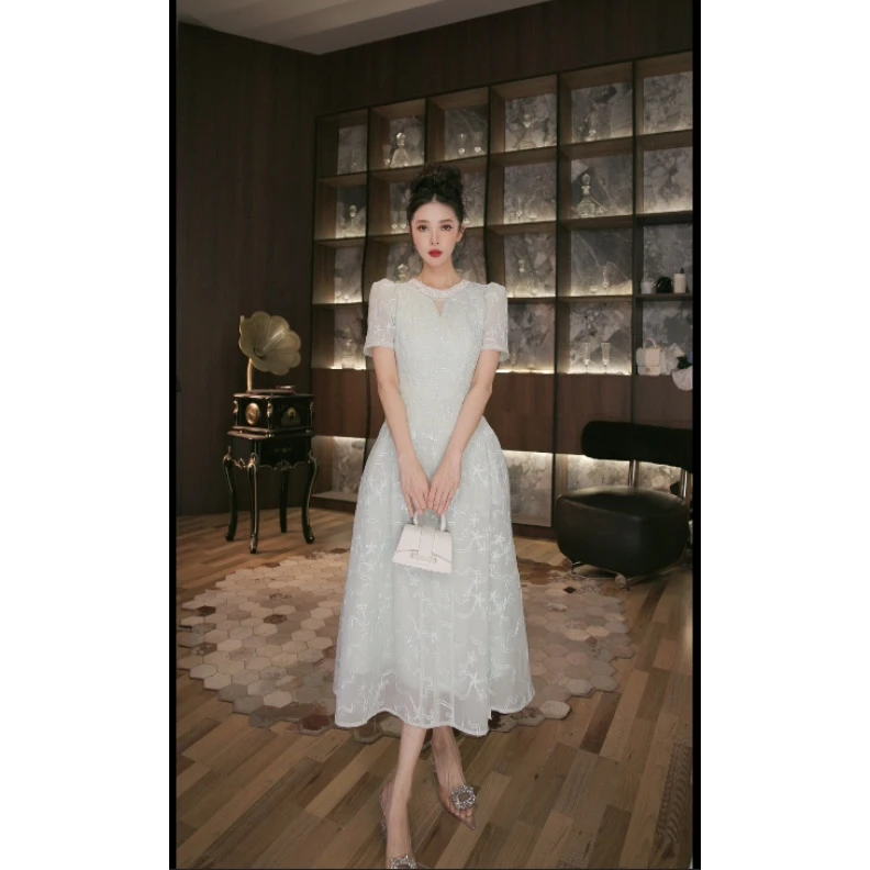 六爻定制 法式赫本风名媛显瘦优雅时尚连衣裙 45171