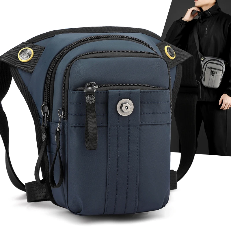 男士斜挎小包腰包户外单肩包多功能腿包斜挎包男款外出便携随身包