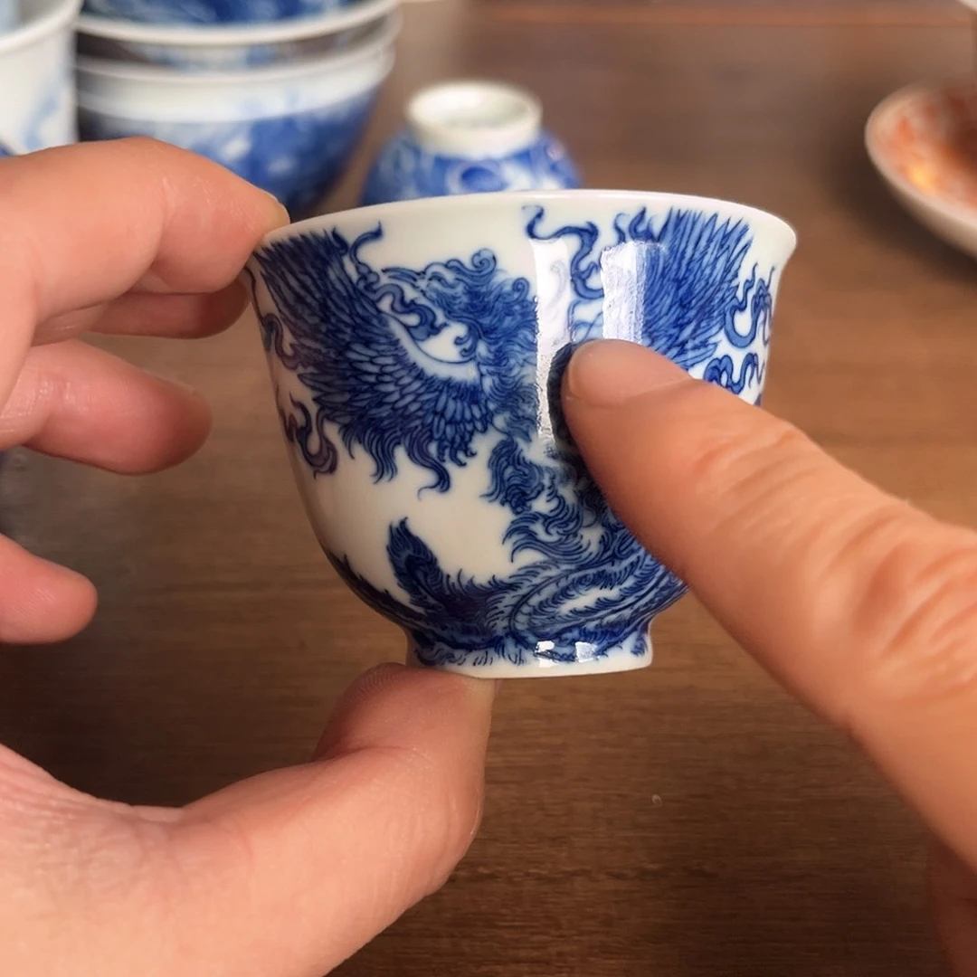 瓷观山弈古凤凰铃铛杯