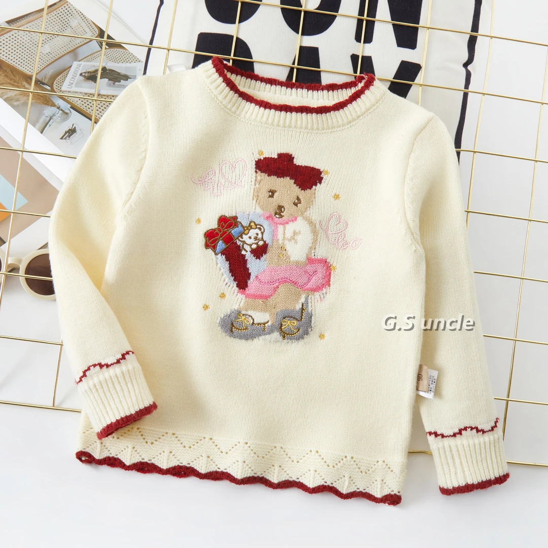 【玫瑰花圃】H25025女童春款针织毛衣洋气百搭可爱长袖韩版女宝