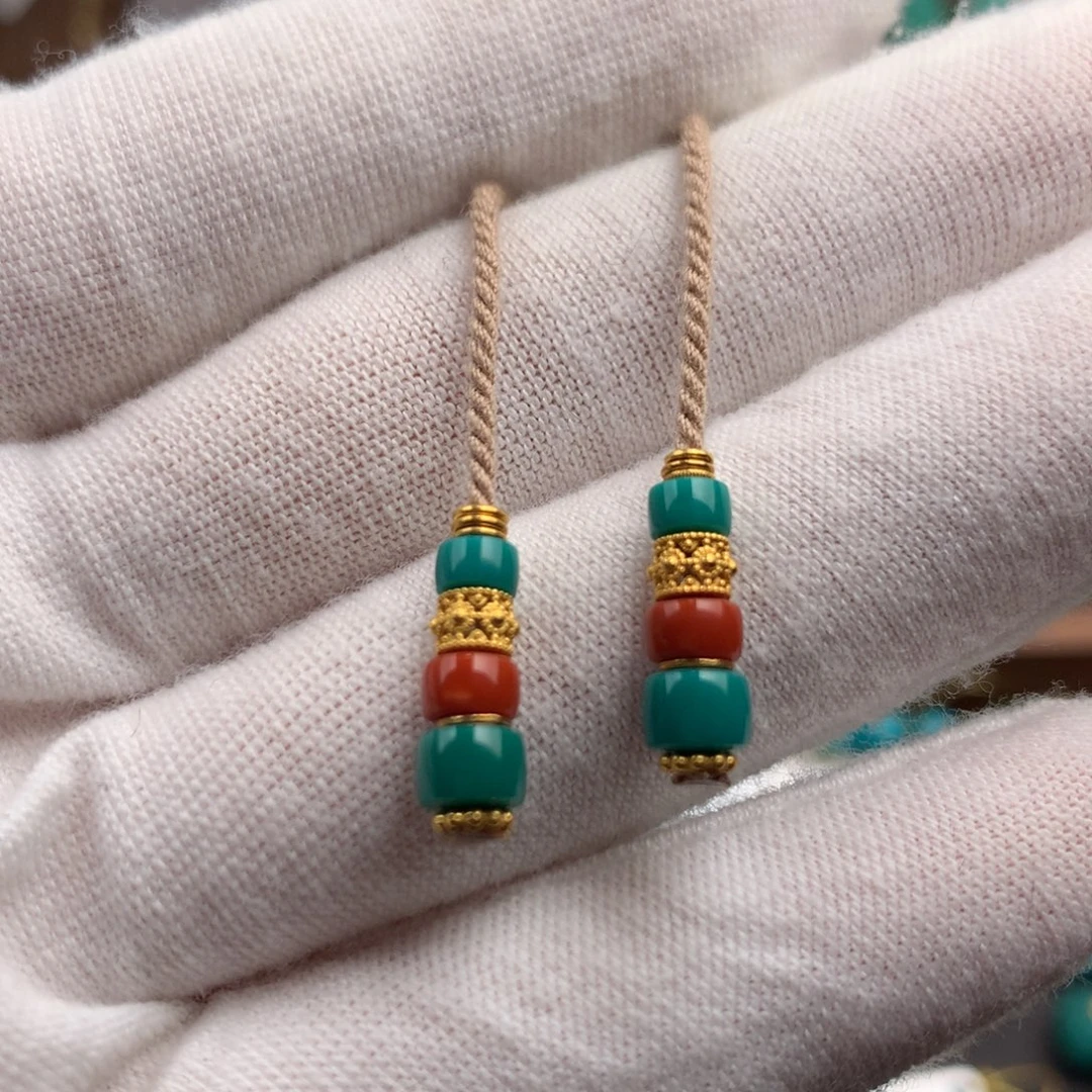 绿松石18K金镶嵌发饰5mm