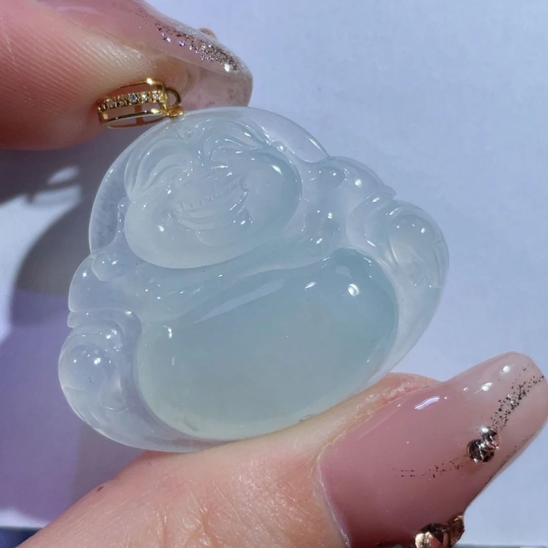 翡翠颈饰18K金镶嵌佛公