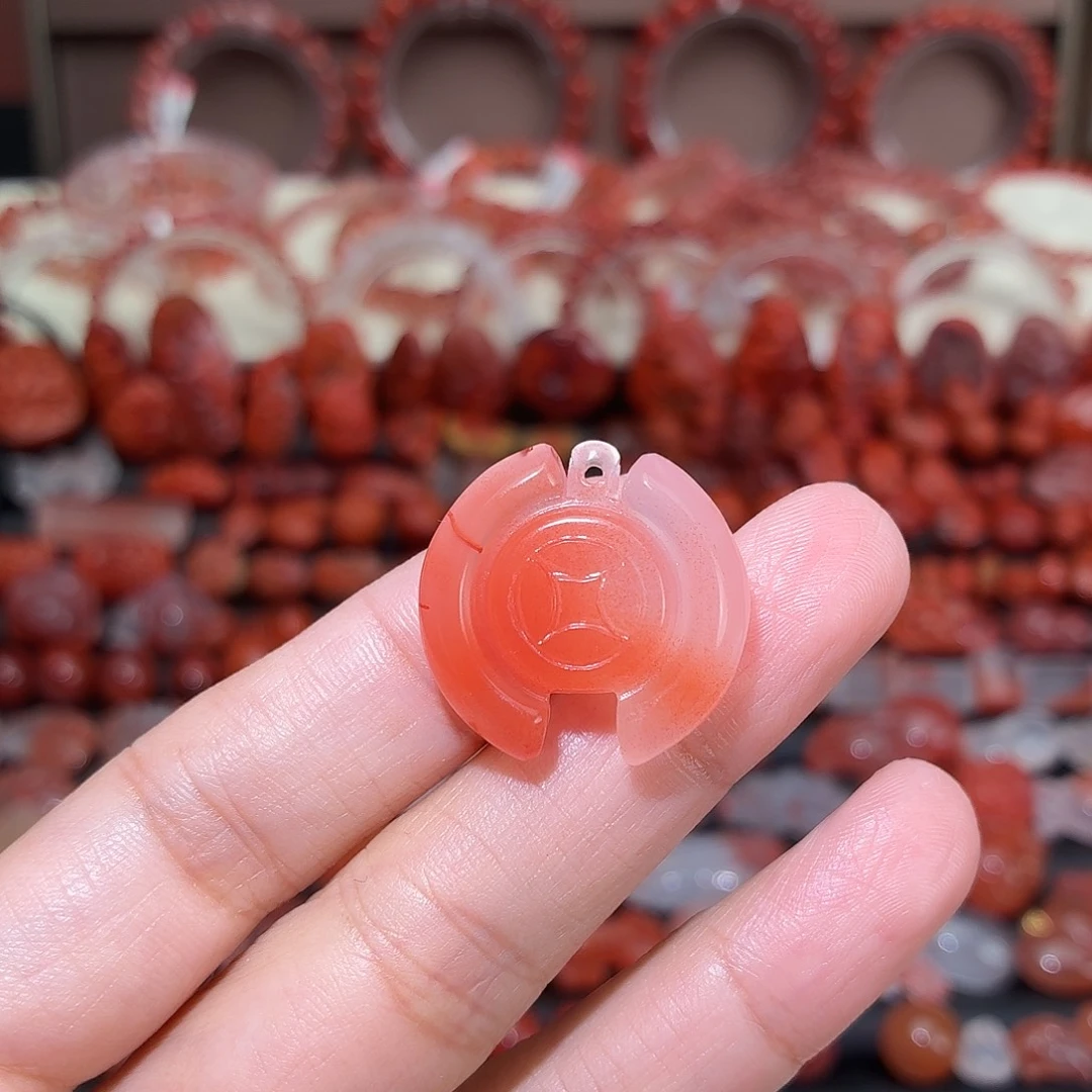 南红玛瑙未镶嵌颈饰雕刻平安扣24+