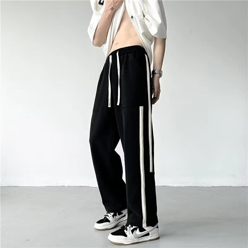 482春秋季宽松休闲裤男女韩版潮流百搭卫裤坠感阔腿拖地长