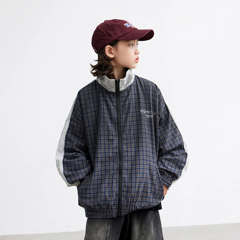 男童格子外套春秋款2025新款儿童上衣长袖中大童秋季酷帅男孩春装