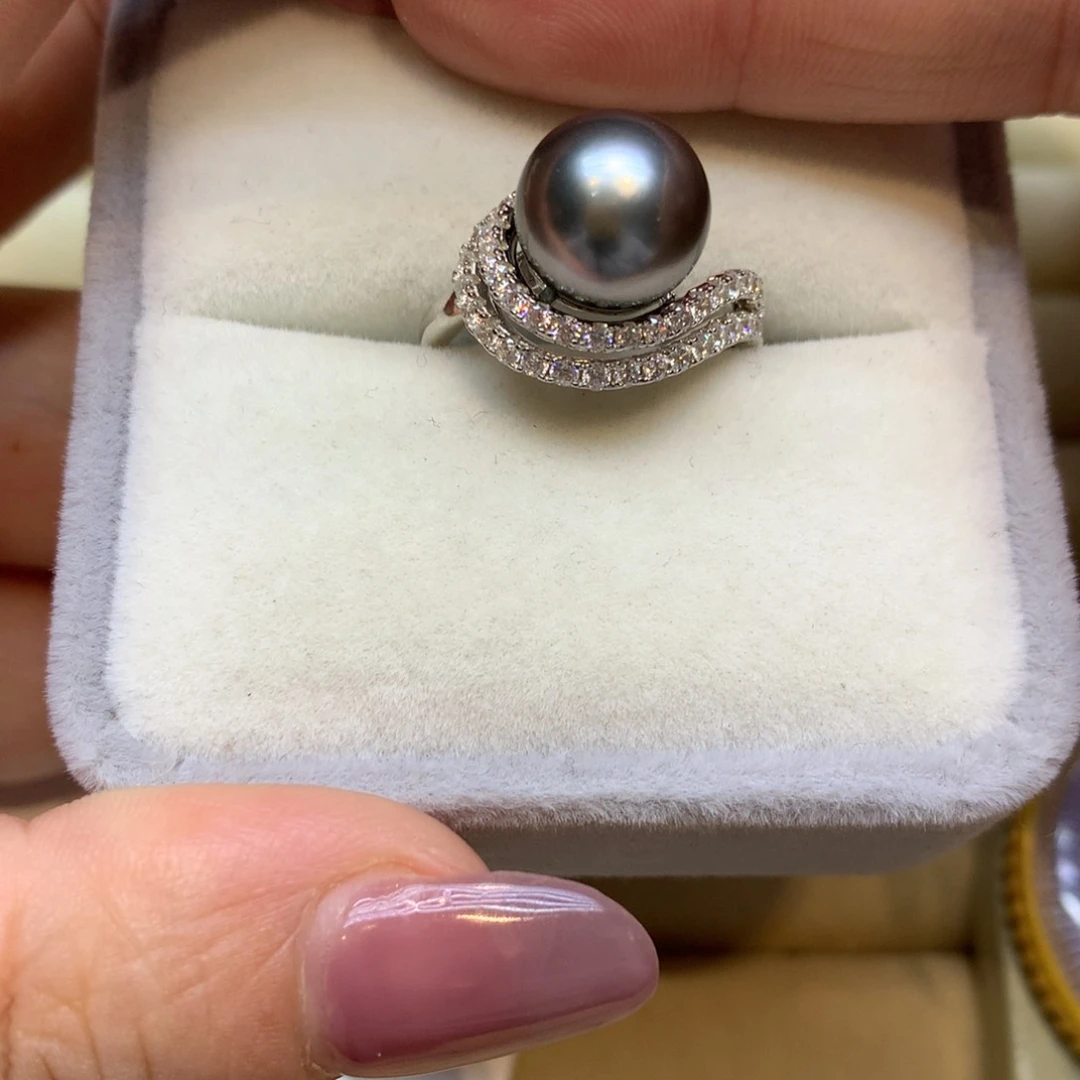 银S925镶嵌戒指海水珍珠