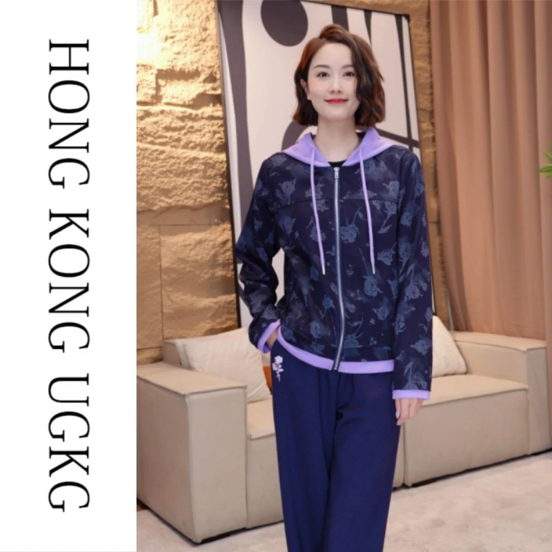 香港UGKG中年妈妈春秋运动服套装女2025秋季新款外套裤子两件套KJ