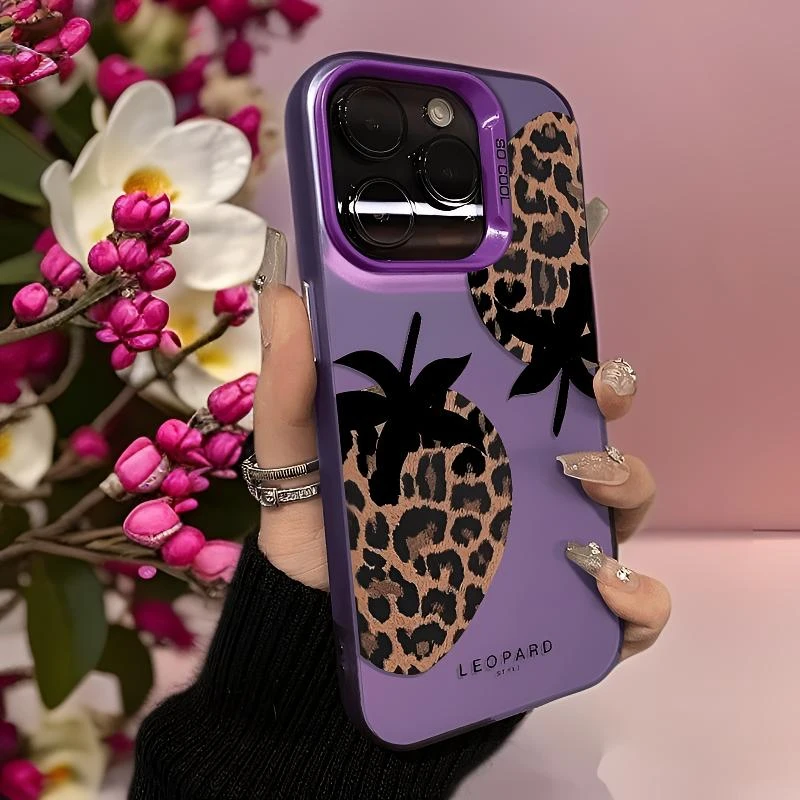 可爱透明小众豹纹草莓适用15手机壳iPhone13套14ProMax高级高级感