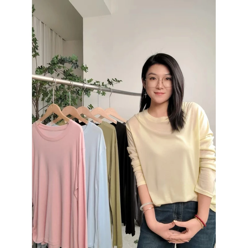 2025莱赛尔天丝面膜长袖T恤女新款夏季薄款微透防晒罩衫上衣