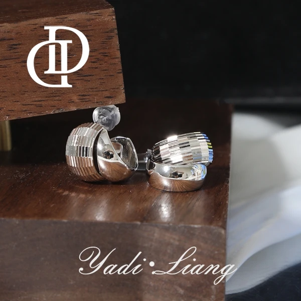 925银耳饰 梁雅帝新品【双月缠绕C环】镭射切割设计感气质纯银耳饰