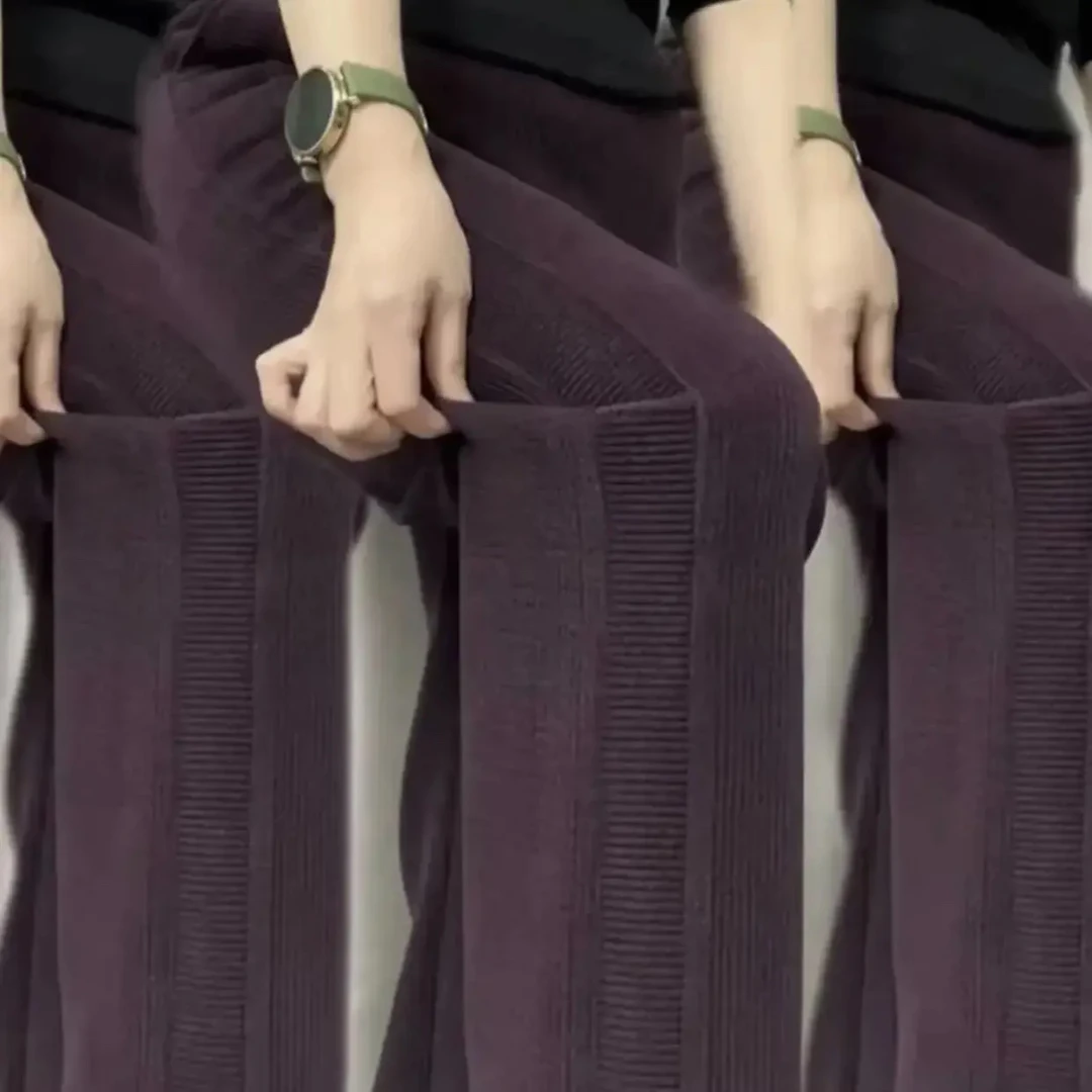 秋冬新款女休闲裤高腰松紧腰弹力百搭长裤女