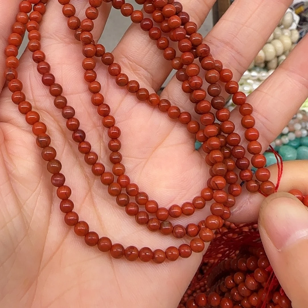 玛瑙/玉髓合金珠宝半成品南红约4mm一条b01