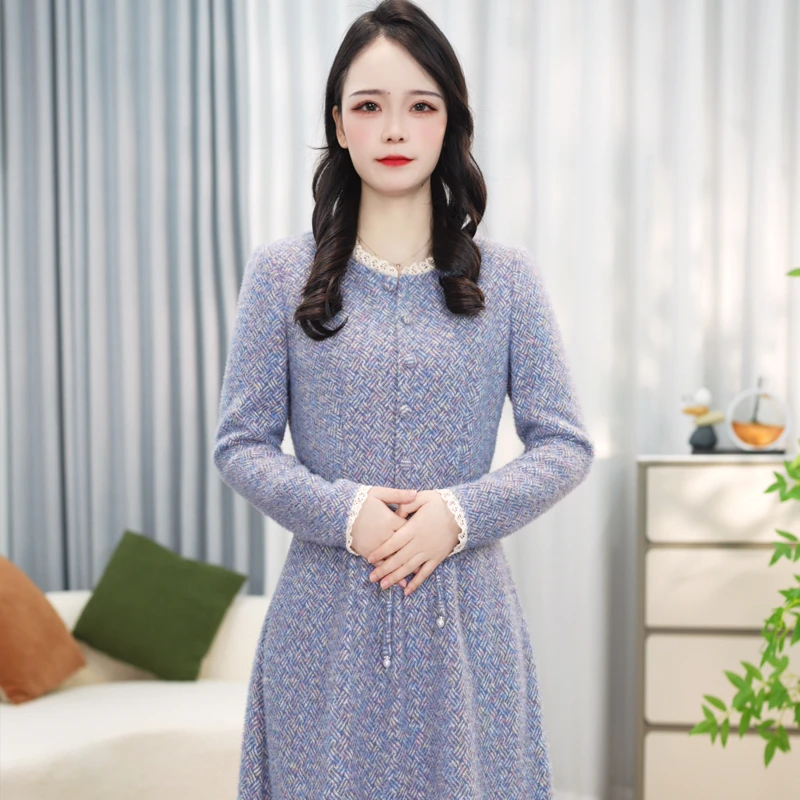 【DL134】2025冬款轻奢连衣裙修身显瘦女裙时尚减龄宽松加厚长裙子