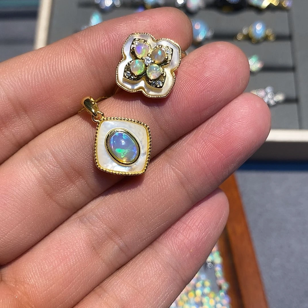 欧泊欧泊套装银S925镶嵌渣*姐