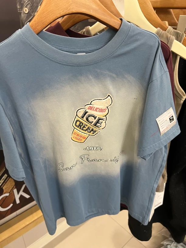 LUCKY SIX MOTHER 六妈专属线下渐变洗染冰激凌体恤9056