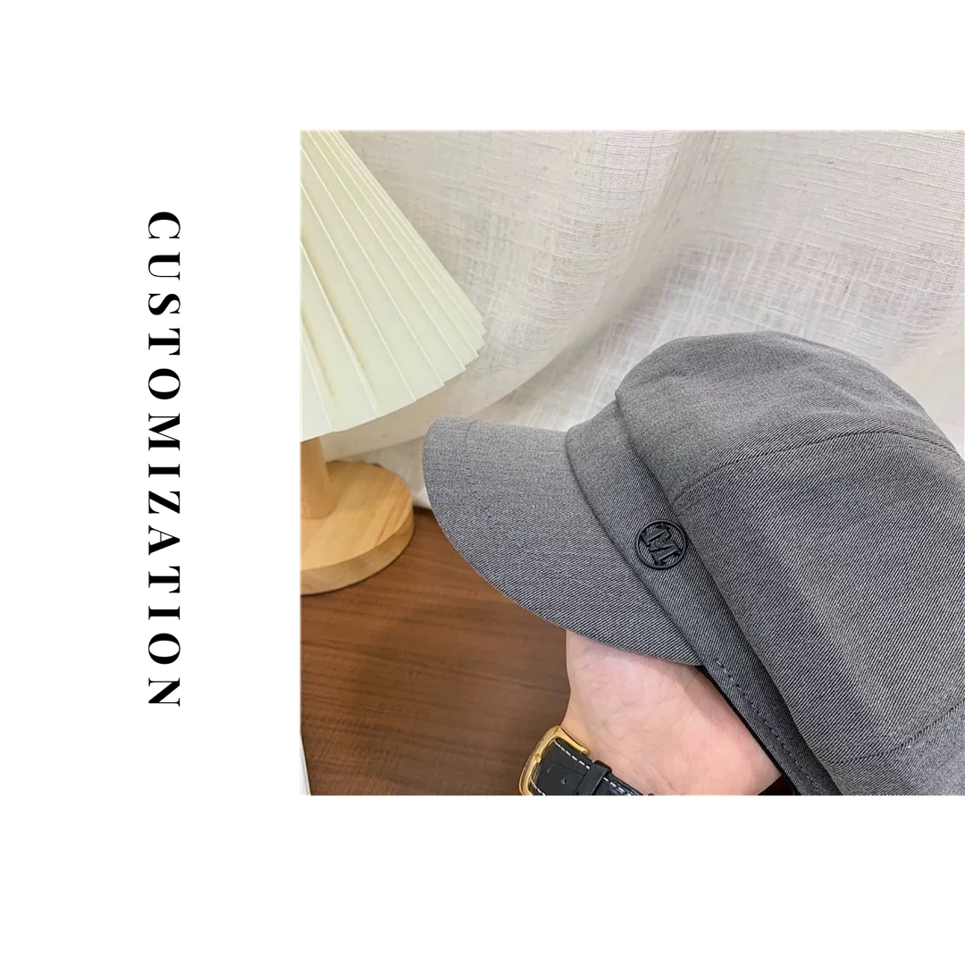 2025年春款灰色帽子女复古百搭可调节贝雷帽优雅气质帽子