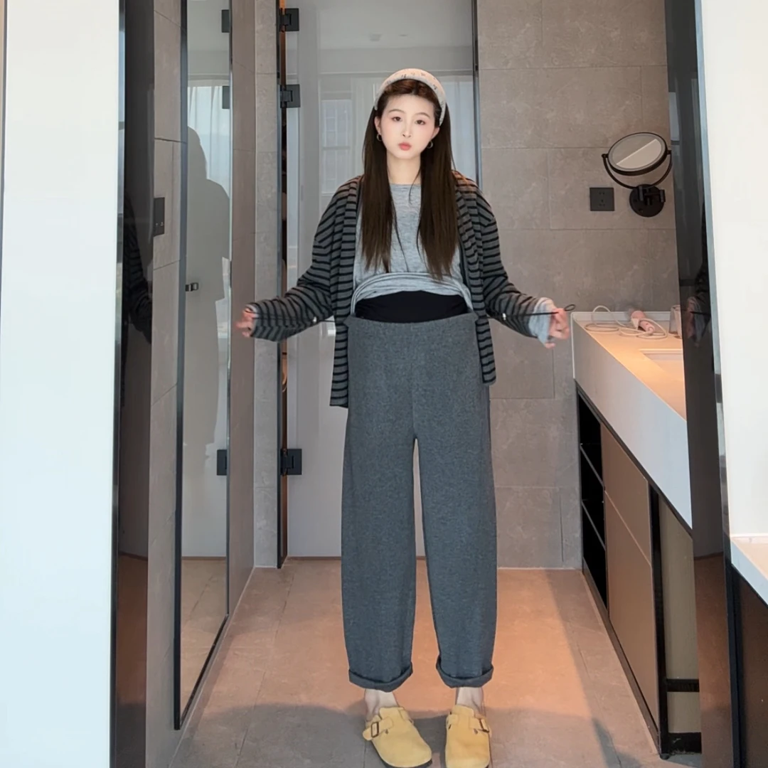弯刀奶奶裤~孕妇2025年秋冬新款阔腿裤子外穿休闲奶奶阔腿小个子
