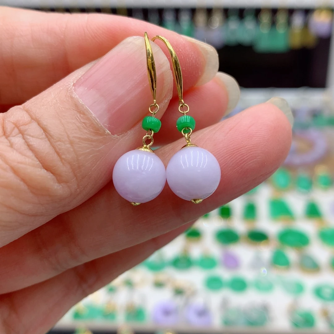 翡翠18K金镶嵌耳饰