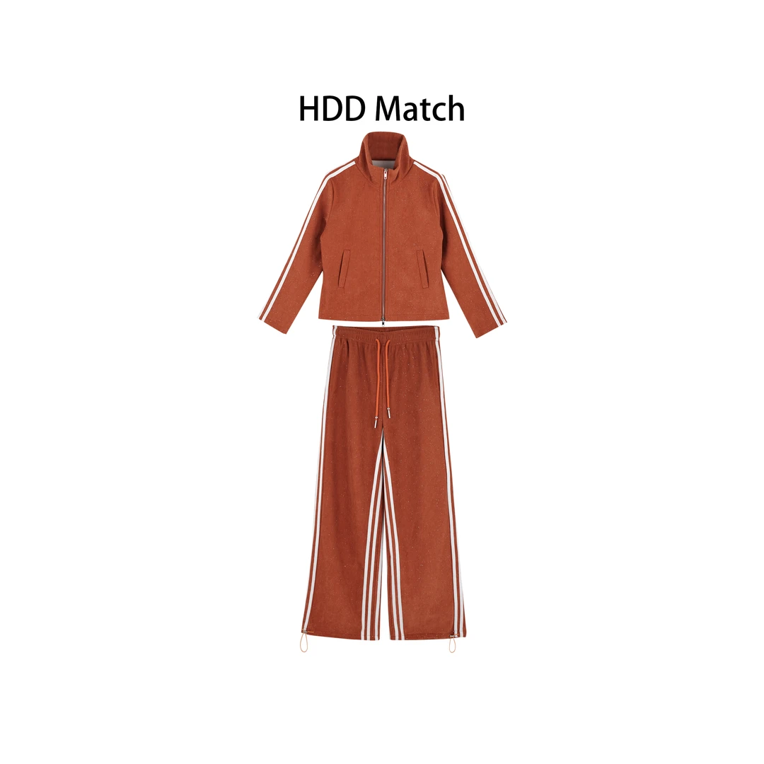 HDD- "冰冻橙汁" 女款修身定染亮闪卫衣+加绒休闲裤套装 Y9933