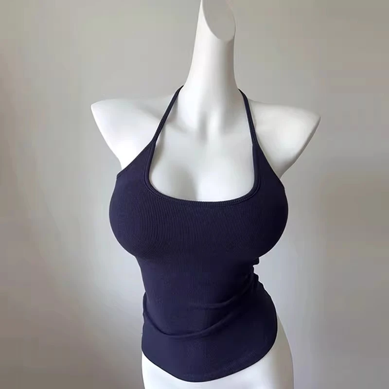 挂脖工字运动瑜伽小吊带背心女夏内搭美背文胸一体带胸垫外穿上衣