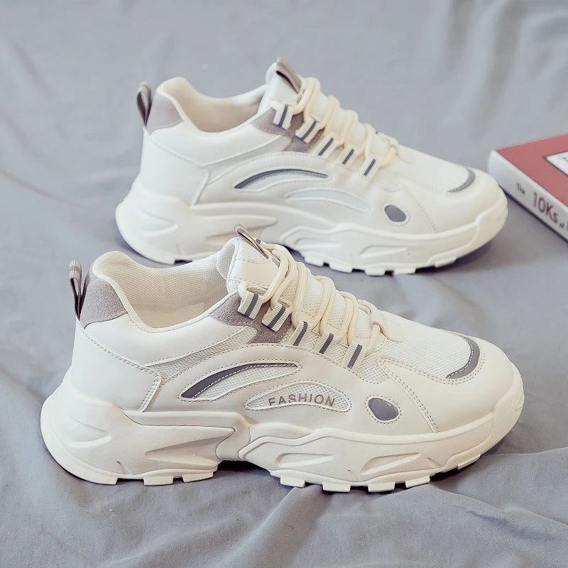 男鞋2024新款秋季网面休闲运动网鞋跑步增高小白老爹潮流鞋