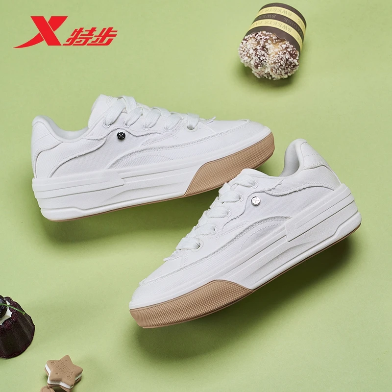特步雪糕鞋|女鞋帆布鞋2025夏季新款板鞋休闲鞋运动鞋软底增高鞋