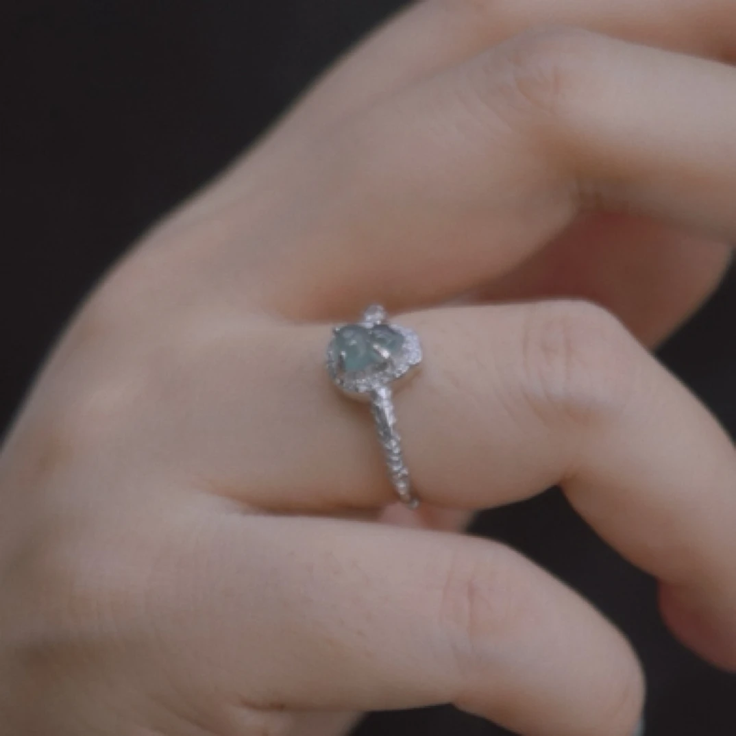 925银锆石戒指 七夕母亲节冰葫芦翡中式翠绿福禄绿蛋面开口戒指