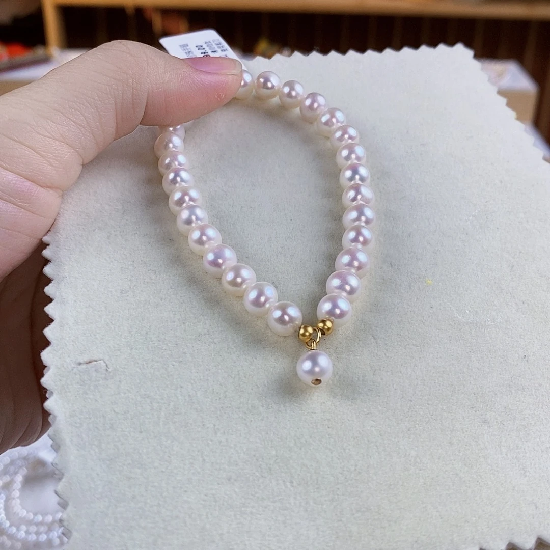 银S925镶嵌淡水珍珠手绳