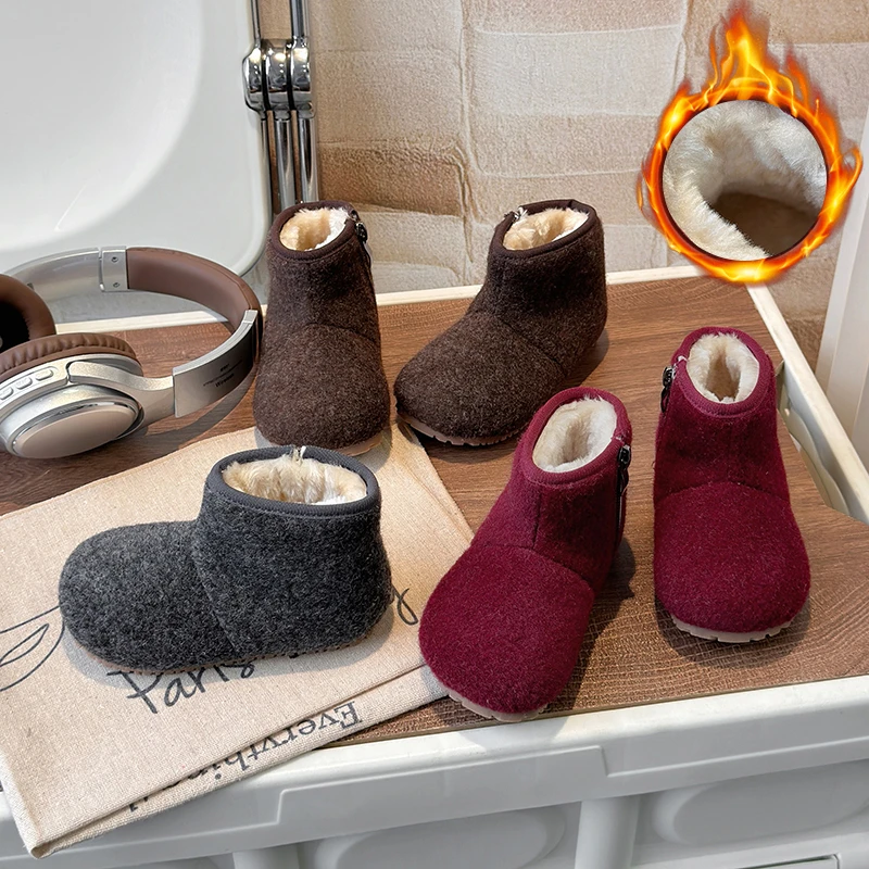 2024冬季新款儿童勃肯靴子韩版男童棉靴女童加绒加厚防滑保暖短靴