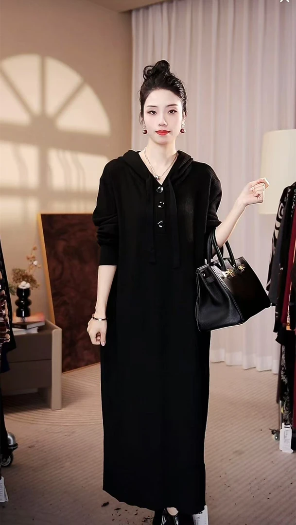 高端【简影】秋冬季轻奢时尚毛衣洋气打底宽松连衣裙-6421#