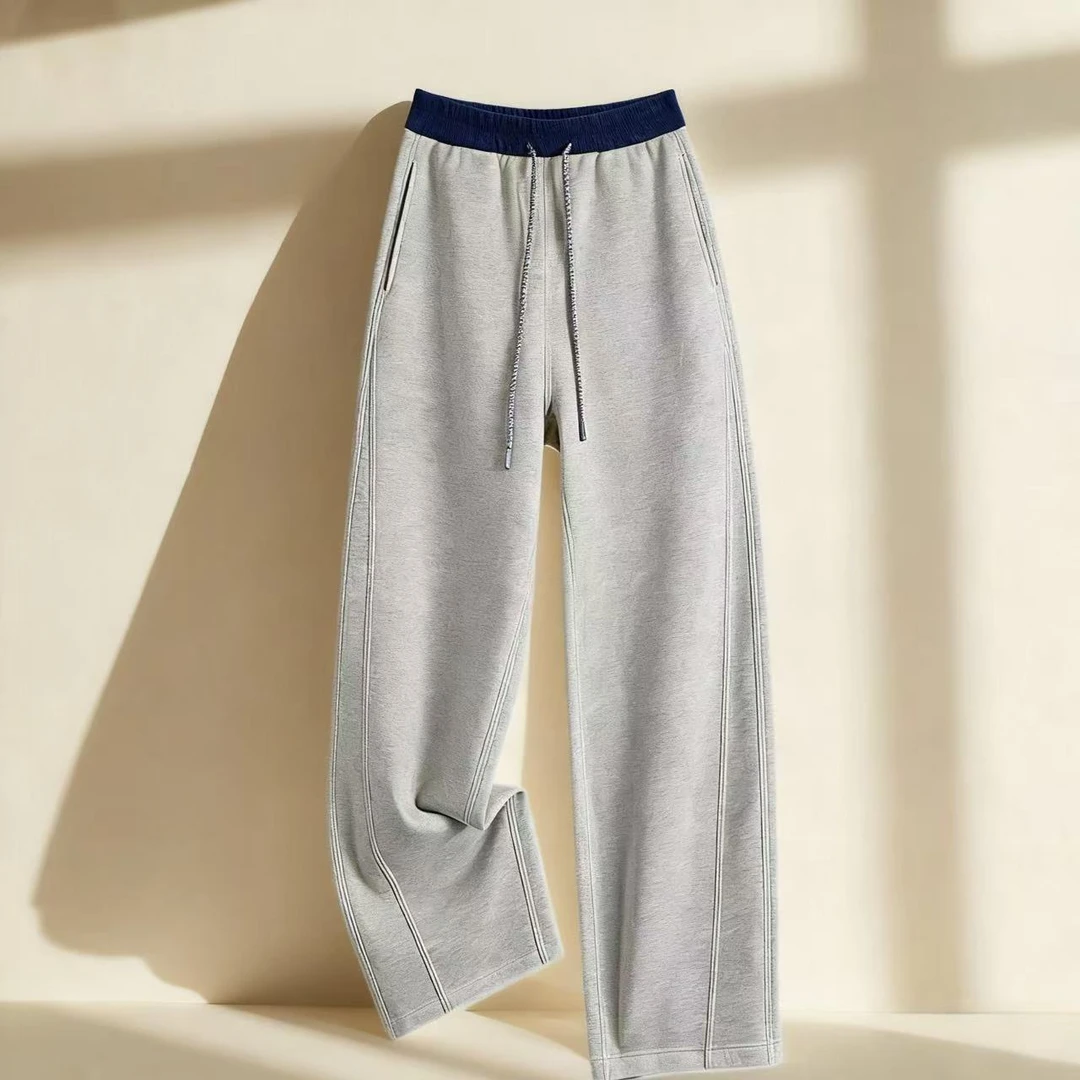 2025新款秋冬【羊绒蚕丝莱赛尔】糯米绒弯刀阔腿裤1-8030