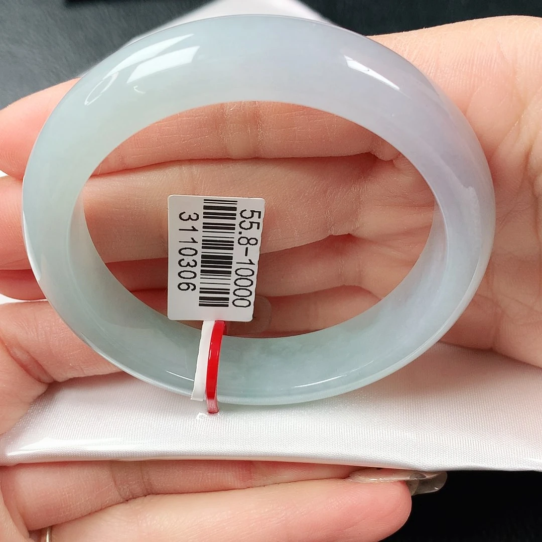 翡翠手镯未镶嵌冰蓝绿正圈55圈口 78号