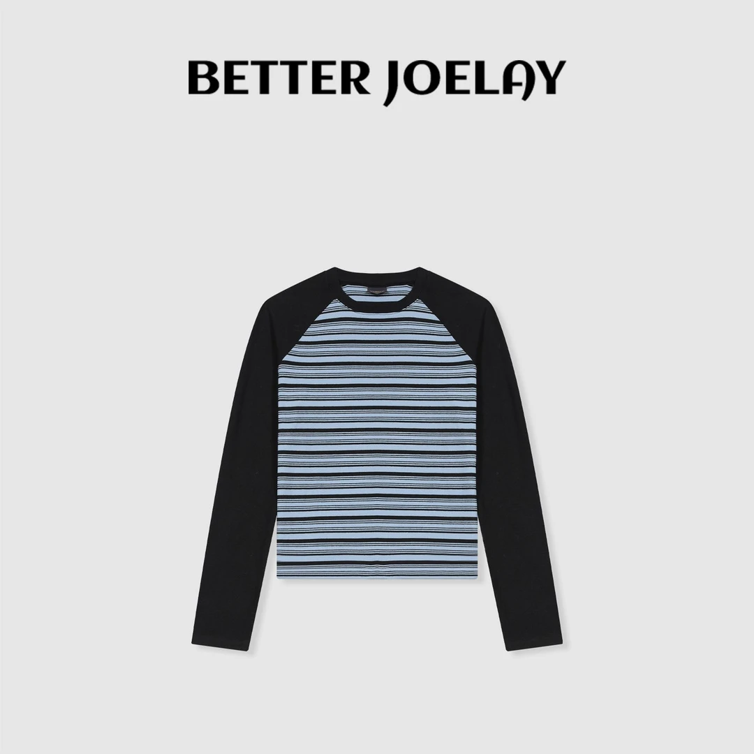 BETTERJOELAY-【复古相纸】时尚宽松插肩长袖T恤百搭休闲KH1099