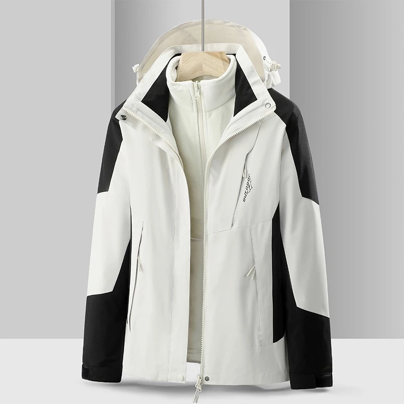 春秋冬季冲锋衣男女情侣款户外防风防水可拆卸三合一宽松保暖外套