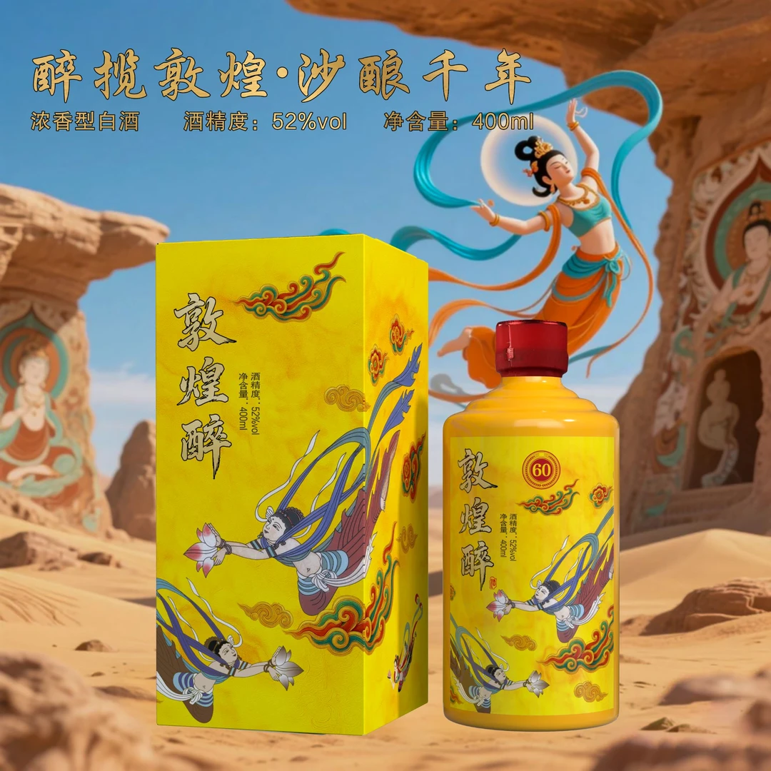 古贵缘敦煌醉酒【补贴福利】浓香型白酒400ML*1瓶52度礼盒装