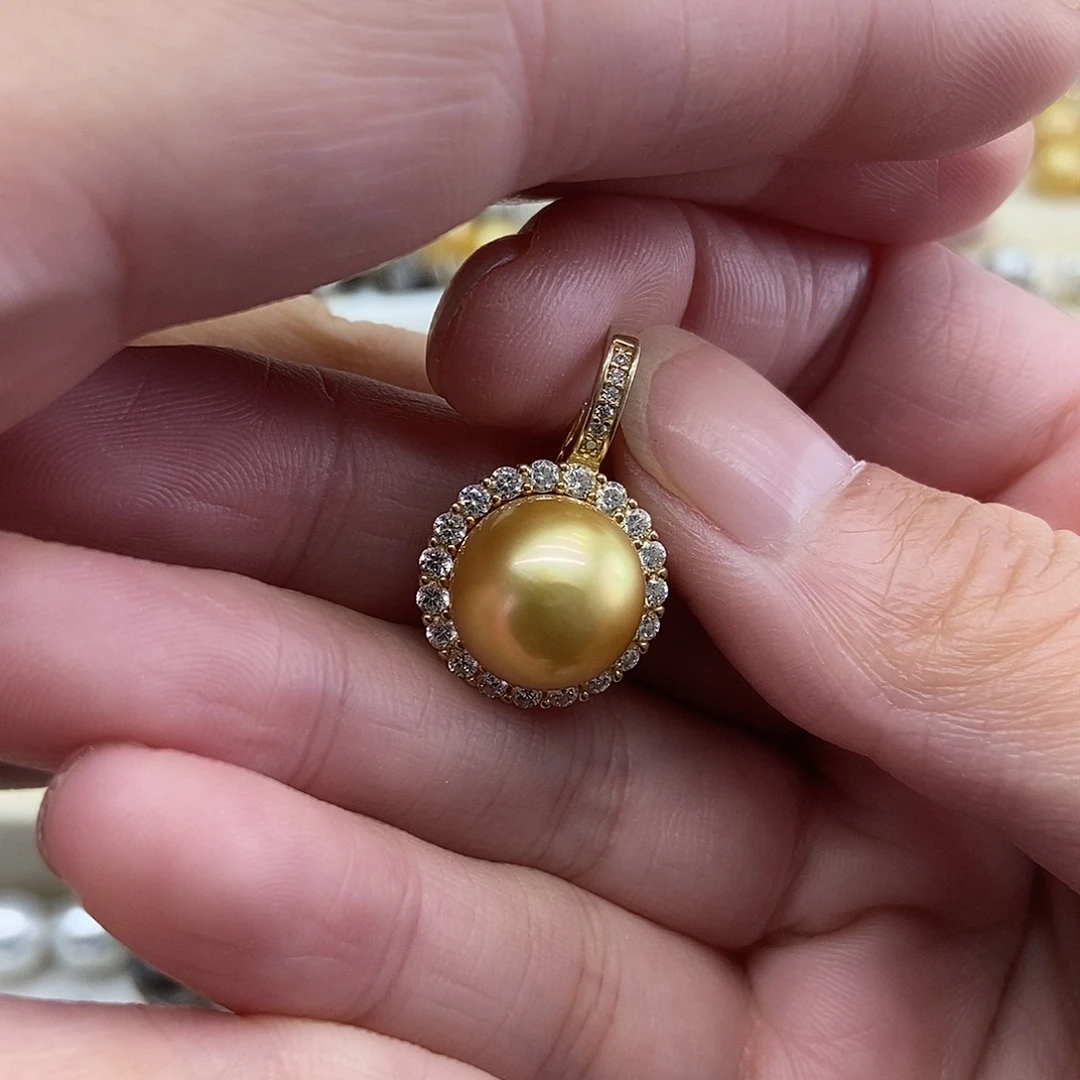 吊坠(不含链)银S925镶嵌海水珍珠