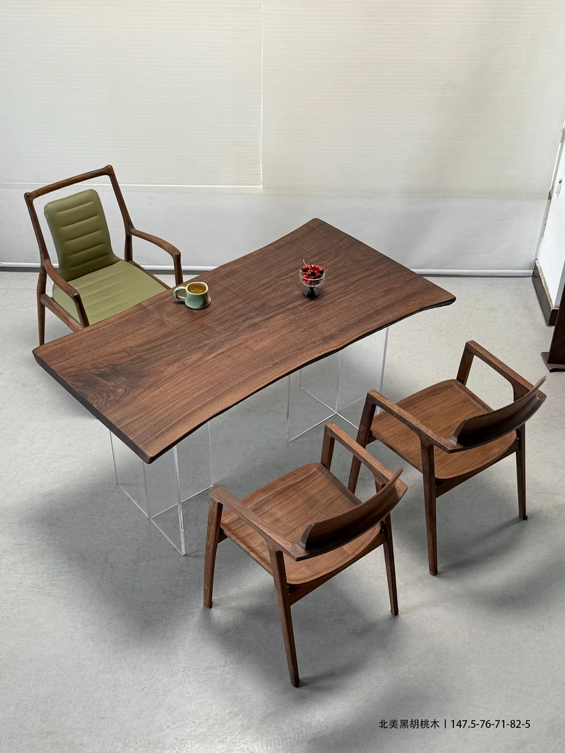 北美黑胡桃木大板桌147.5-76-71-82-5