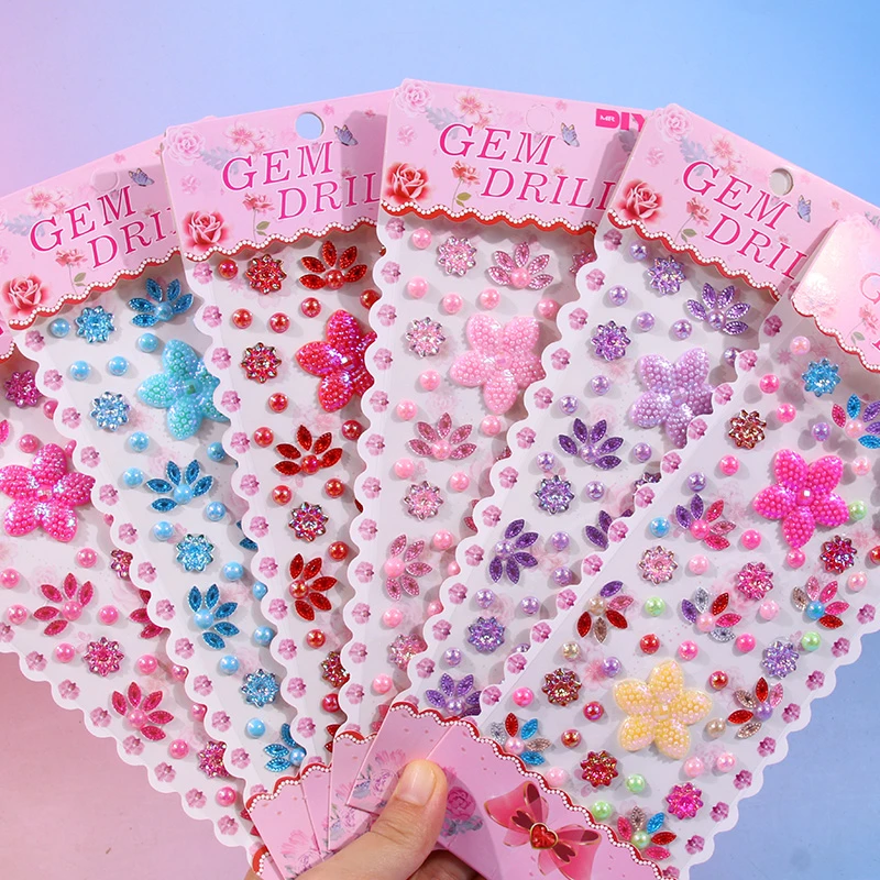 花朵钻石水晶宝石贴画女孩装扮装饰脸部贴纸眉心化妆儿童奖励粘贴