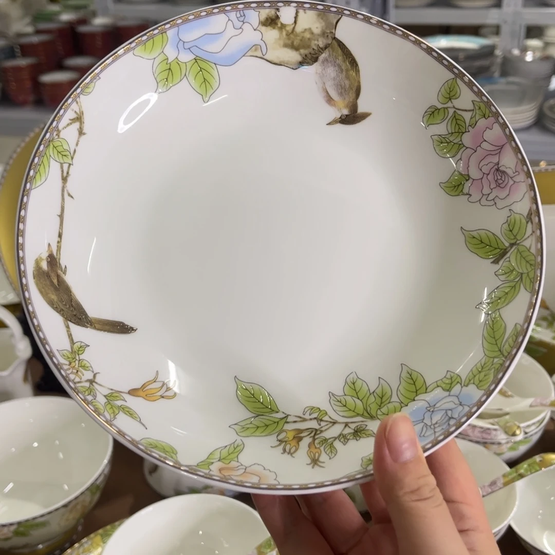 瓷片微瑕8寸4个琴瑟合鸣深盘6666666