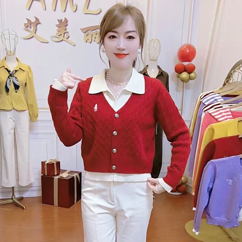 潮流百搭针织衫女2025年秋季新款洋气减龄设计感显瘦针织开衫上衣