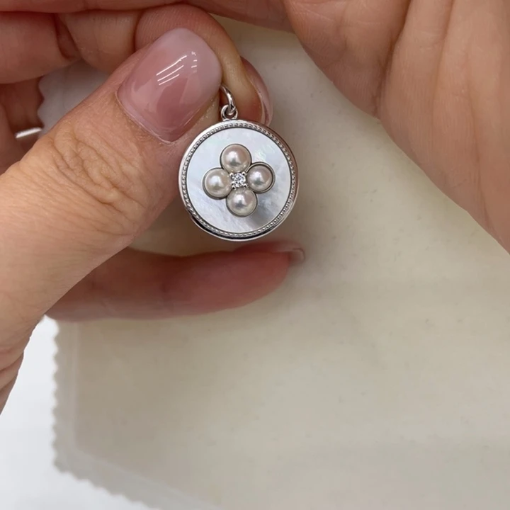 银S925镶嵌海水珍珠吊坠(不含链)