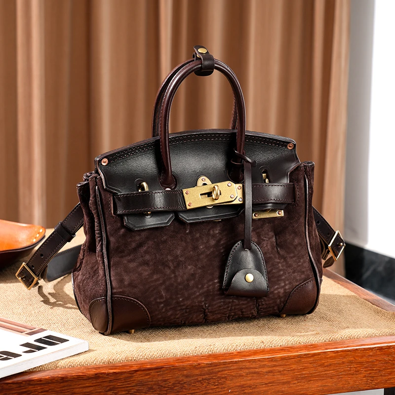 BANSHAN手工皮具马臀铂金25尺寸大气斜挎包手提包bk