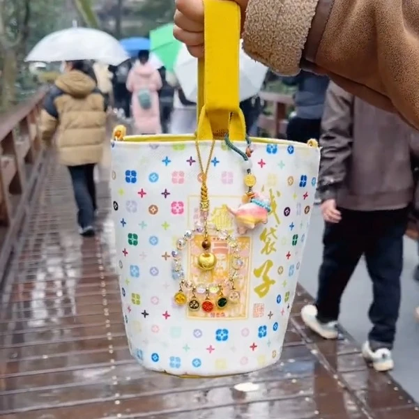 灵隐钱袋子布袋挂件车载包包挂件钥匙扣汽车挂件后视镜车内装饰