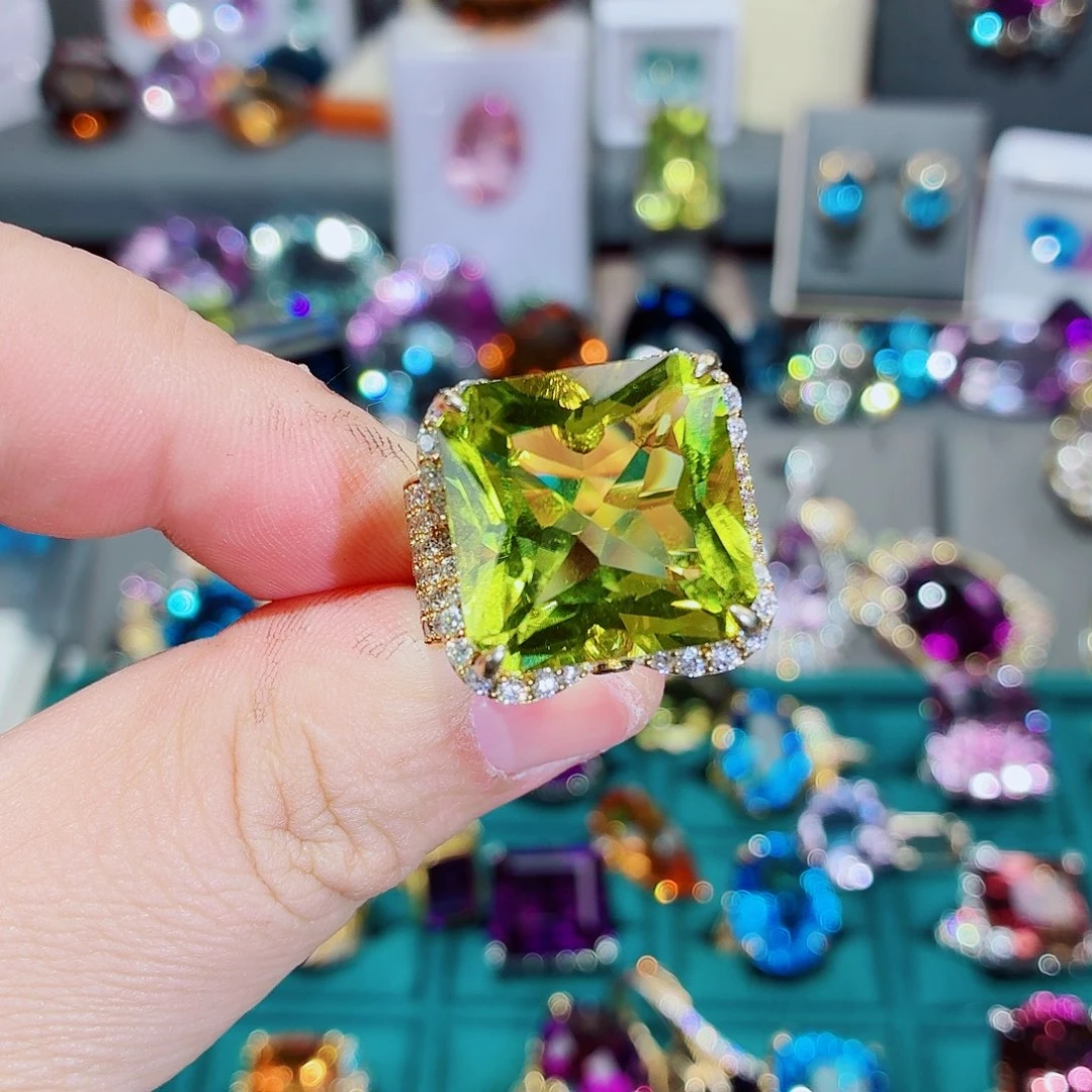 戒指银S925镶嵌水晶