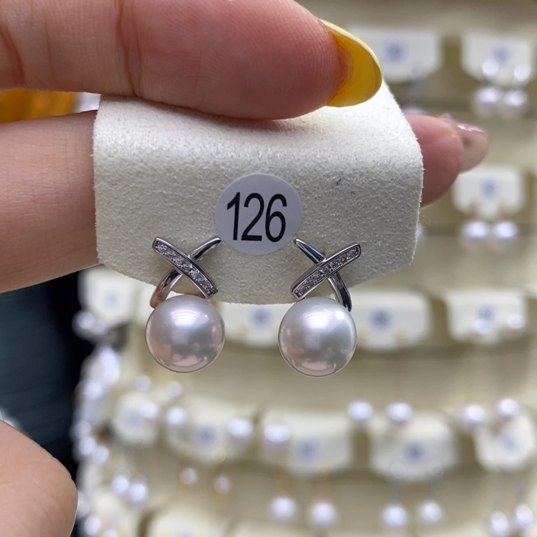 银S925镶嵌淡水珍珠耳饰