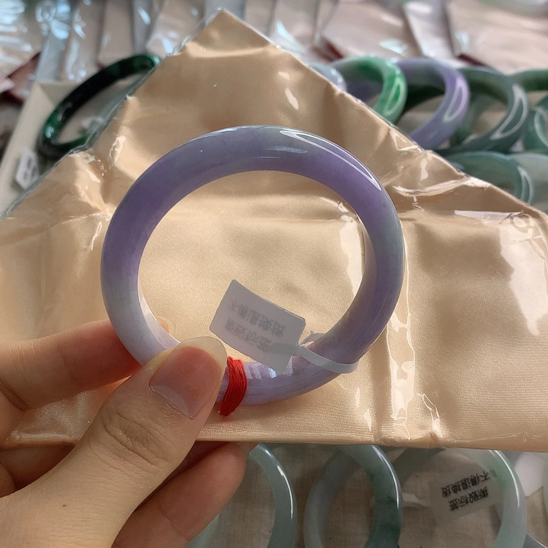 翡翠手镯未镶嵌妖紫色54.5