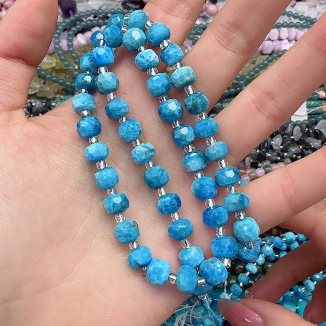 玛瑙/玉髓珠宝半成品未镶嵌拉利玛磷灰石切面一条卡8