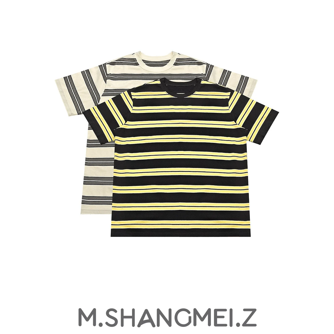 M.SHANGMEI.Z/沐熙美大哥推荐经典撞色百搭条纹圆领T恤x010056